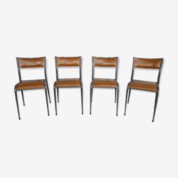 Lot de 4 chaises Mullca pieds compas