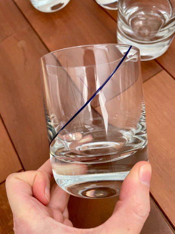 Krosno 10 cm blue rimmed crystal glasses