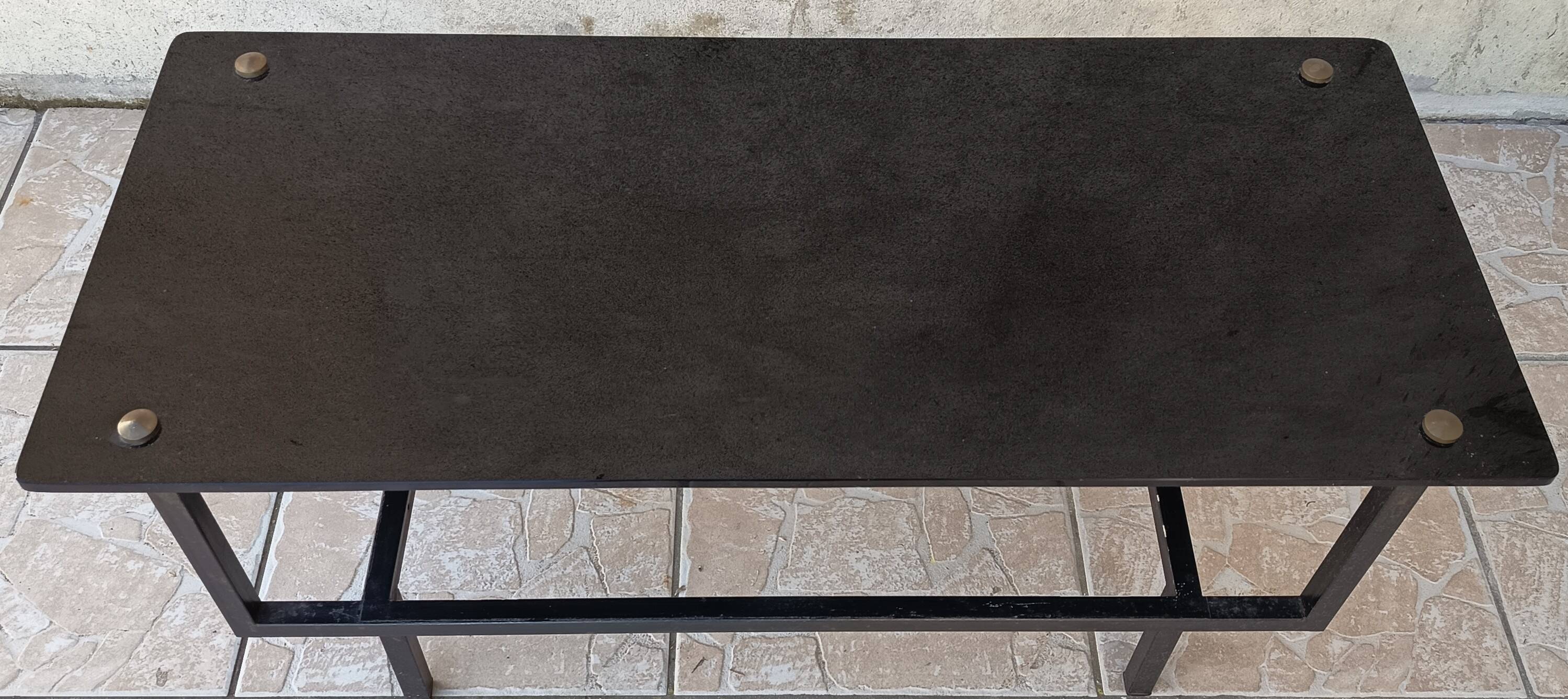 1950s metal and glass coffee table