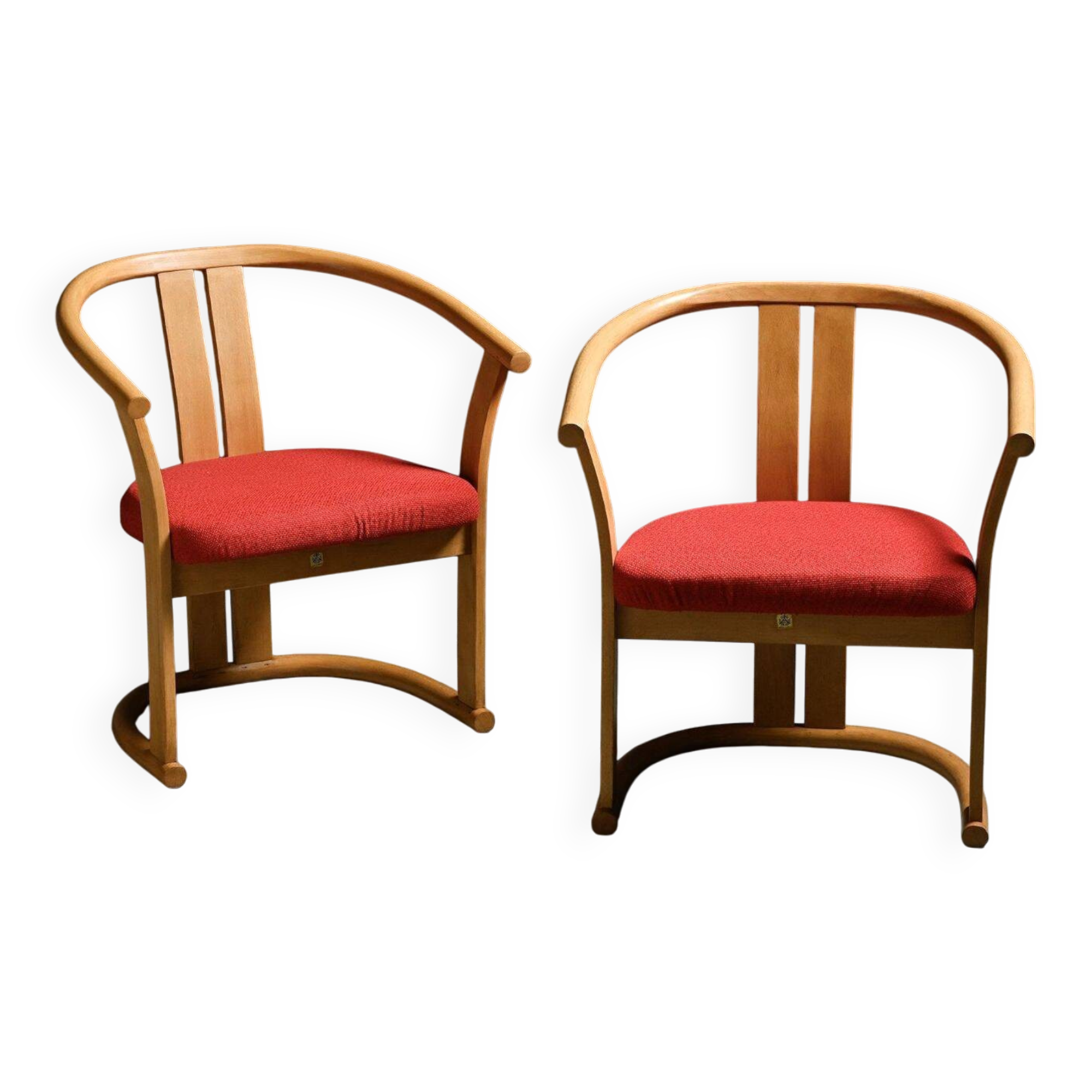 Pair of beech armchairs by Isamu Kenmochi, Japan circa 1965