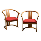 Pair of beech armchairs by Isamu Kenmochi, Japan circa 1965