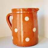 Beige polka dot enameled terracotta carafe