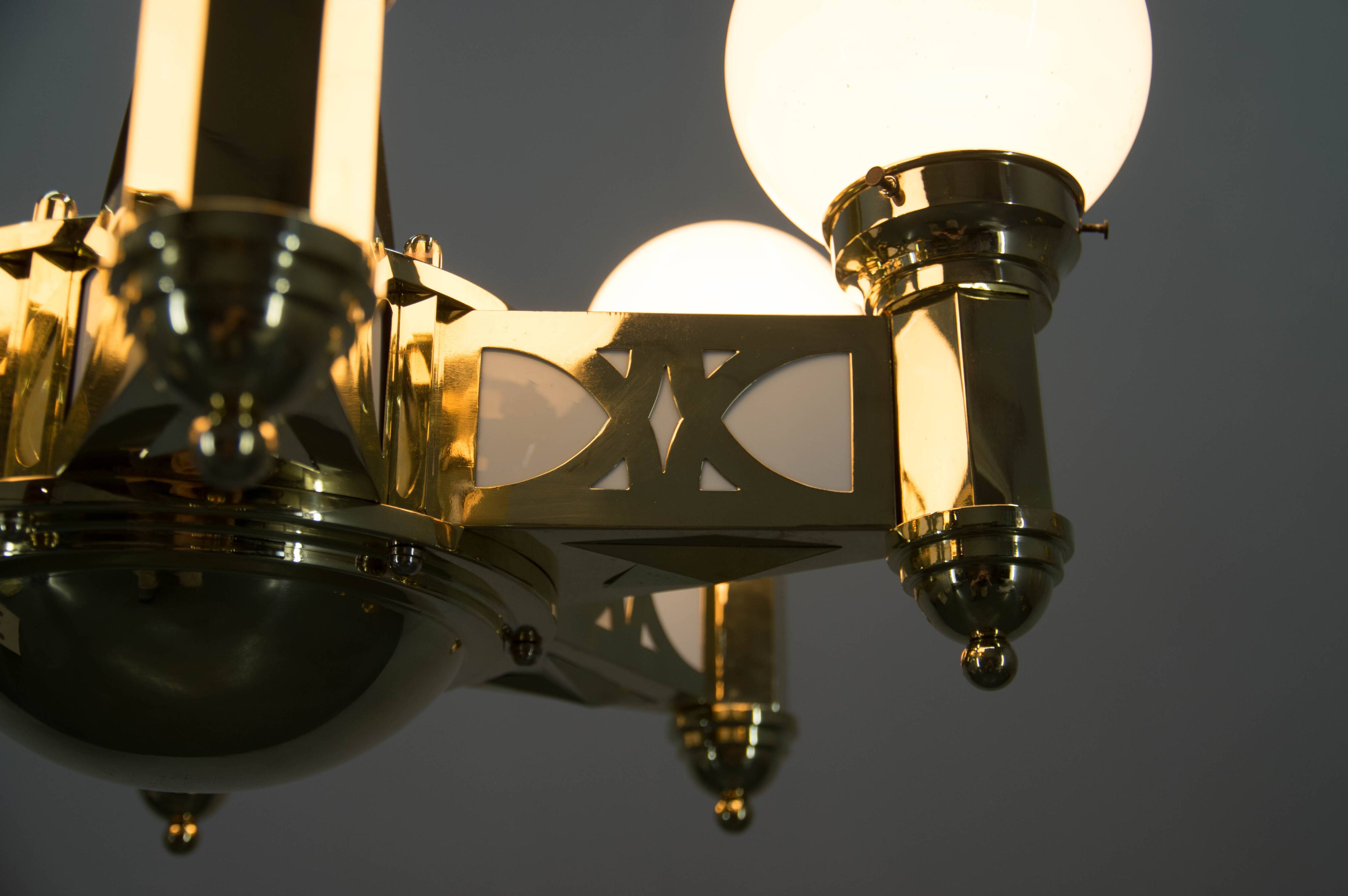 Rare Art Nouveau Chandelier by Emil Kralik for Vulkania, 1920s