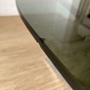 70s design coffee table in metal and smoked glass