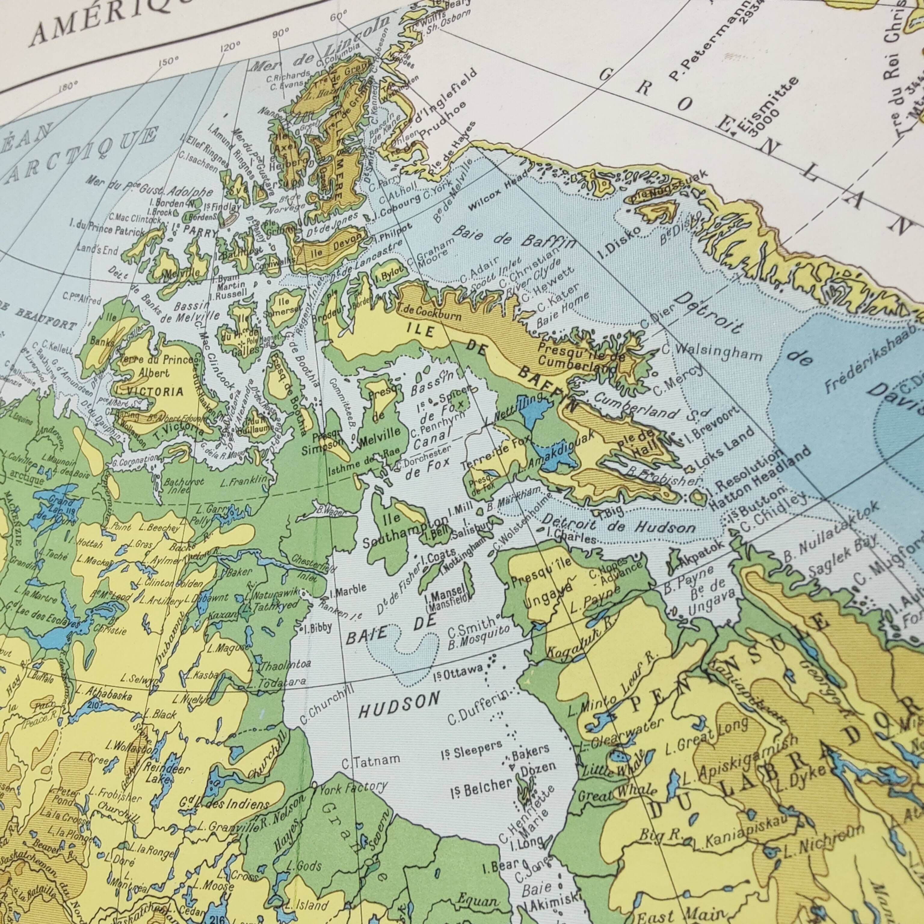 Carte Amérique du Nord vintage de 1950