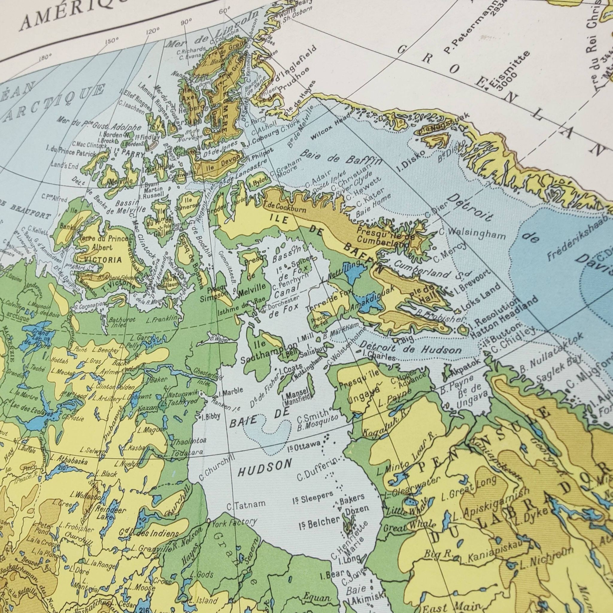 Carte Amérique du Nord vintage de 1950
