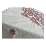 Nappe carré brodée  décor floral- coton - 150x150 cm