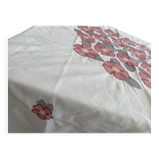 Embroidered square tablecloth - floral design - cotton - 150x150 cm