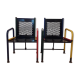 Paire de chaises cubistes en métal France des années 1950.