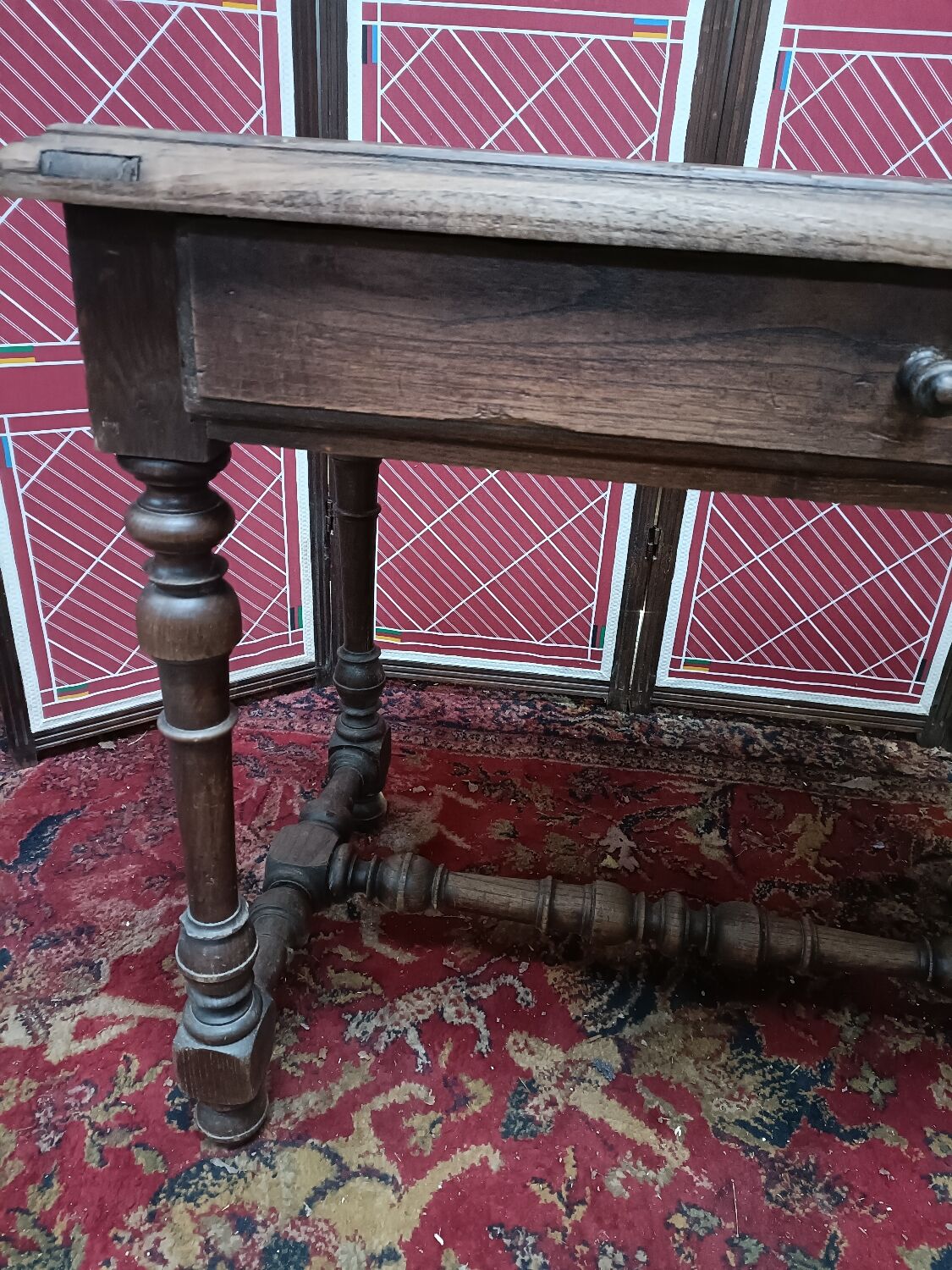 Side table or wooden desk classic style turned legs