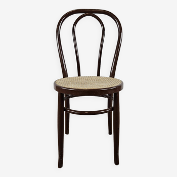 Chair in brown lacquered wood with Vienna straw seat