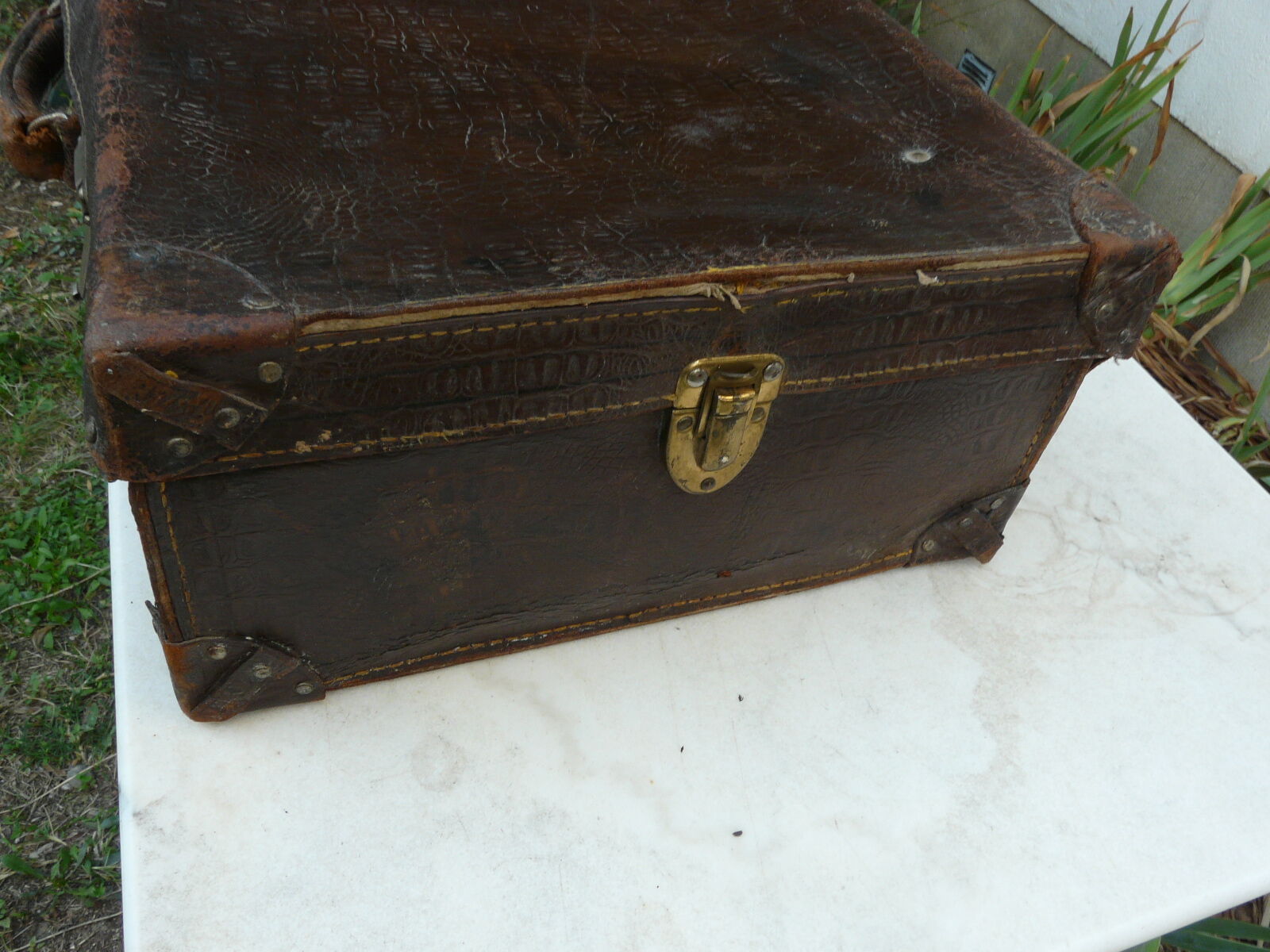 Leather case in brown interior fabric