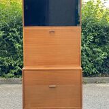 Vintage 1950s smoked glass secretary cabinet