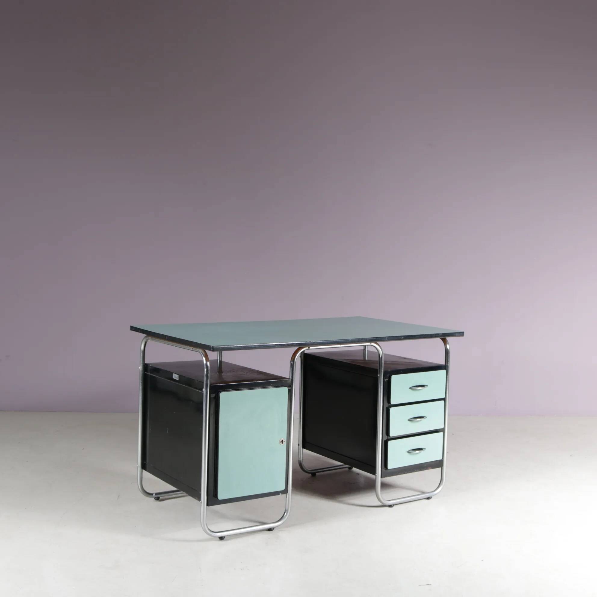 Bauhaus style desk from the 1950s by Torck, Belgium.