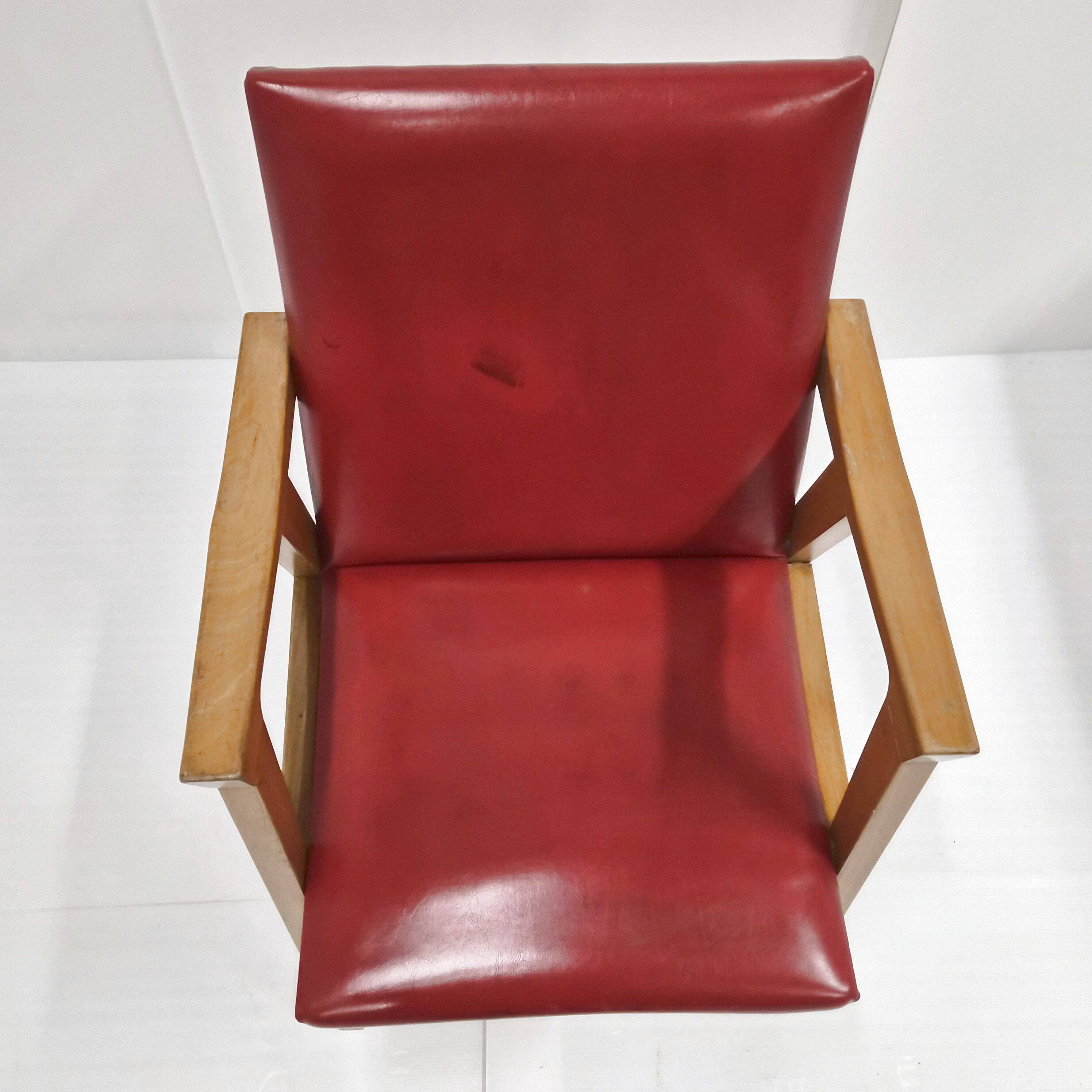Fauteuil vintage pieds compas 1950