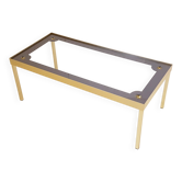Vintage coffee table gold aluminium & star glass 1960s