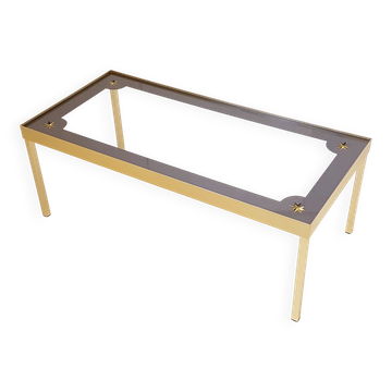 Vintage coffee table gold aluminium & star glass 1960s
