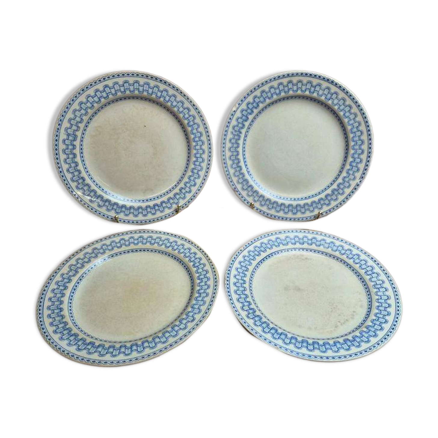 Set of 4 antique English flat plates B.p.w.&m. Milan – Ironstone