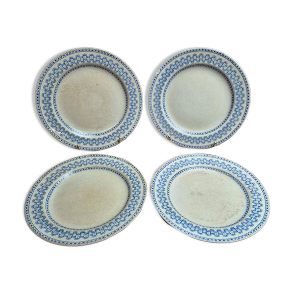 Lot de 4 assiettes plates anciennes anglaises B.p.w.&m. Milan – Terre de fer
