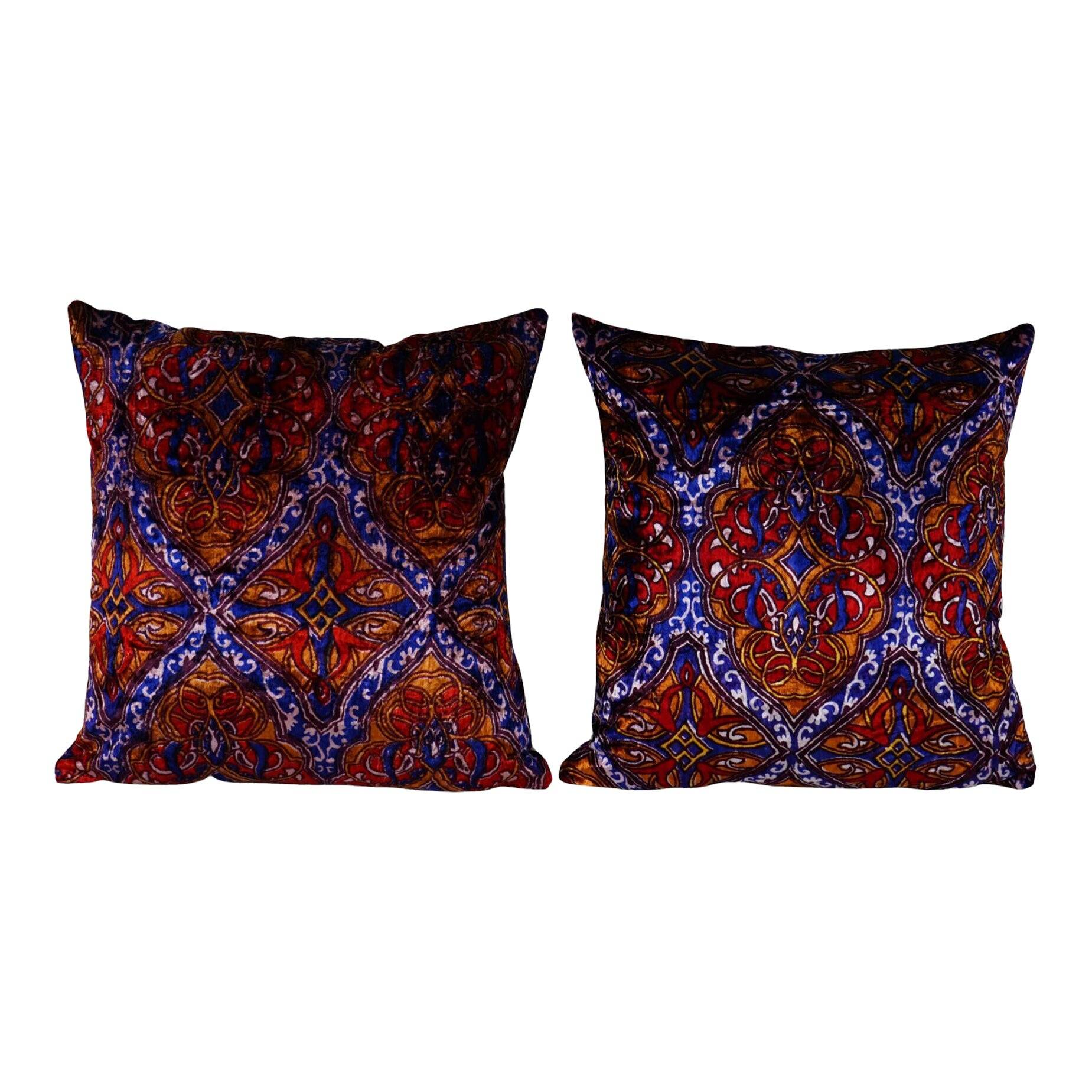 Set of 2 vintage velvet cushion covers 48x51 cm