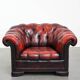 Classic cowhide Chesterfield button seat armchair in a beautiful red colour