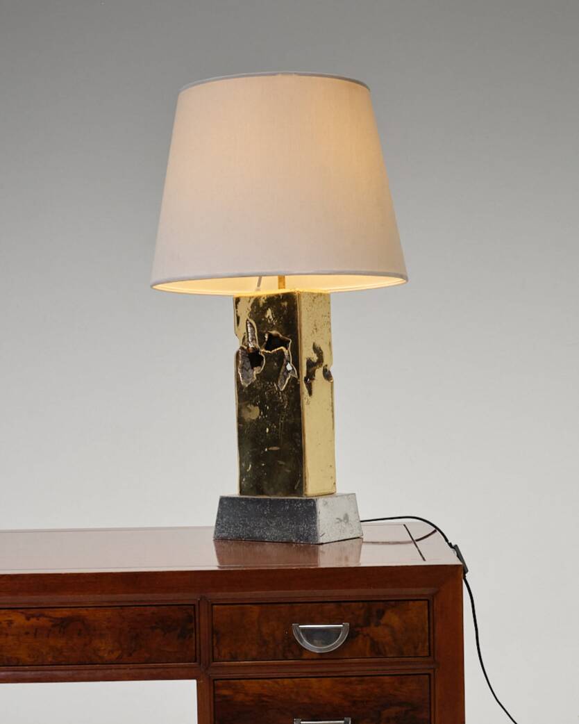 BRUTALIST BRONZE LAMP, DAVID MARSHALL, 1980s