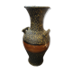 Vase large model black ceramic gold & brown vintage wood imitation