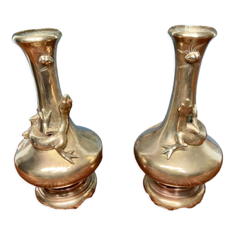 Pair of bronze vases