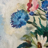 Painting representing a bouquet signed Simone Masset