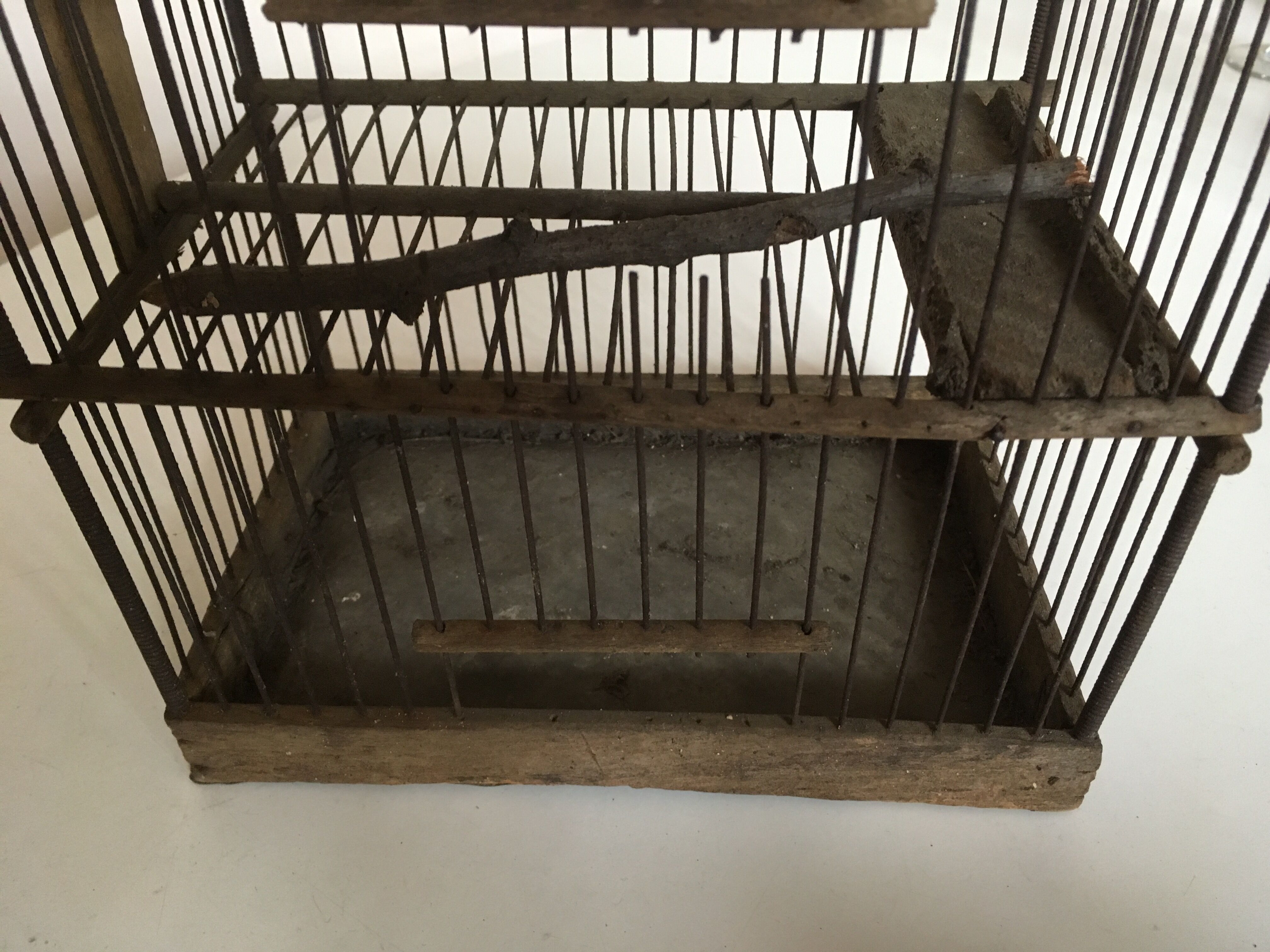 Garden bird cage 19th in zinc and wood