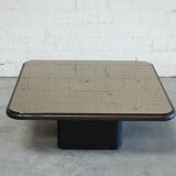 Coffee table mirror tray and leather