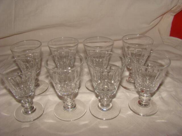8 crystal aperitif glasses by "Baccarat", model "Caton"
