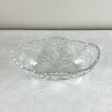 Coupe, vide-poches ovale en verre ciselé