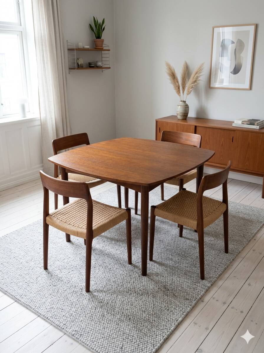 Scandinavian extendable teak table from the 1960s (butterfly extension)