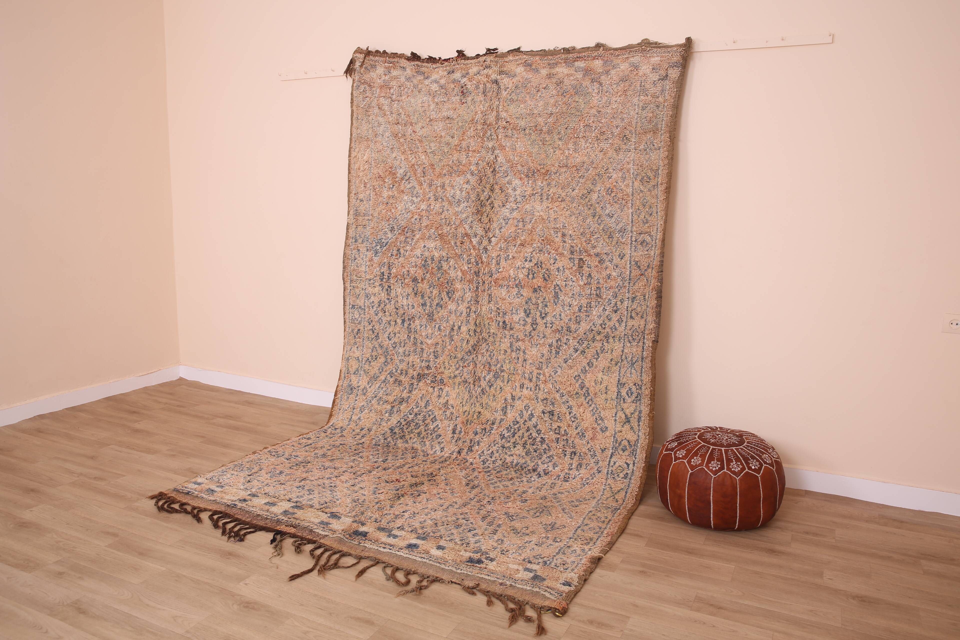 Peach Vintage Moroccan Wool Rug 188 x 317 cm , Berber Rug Handmade, Unique