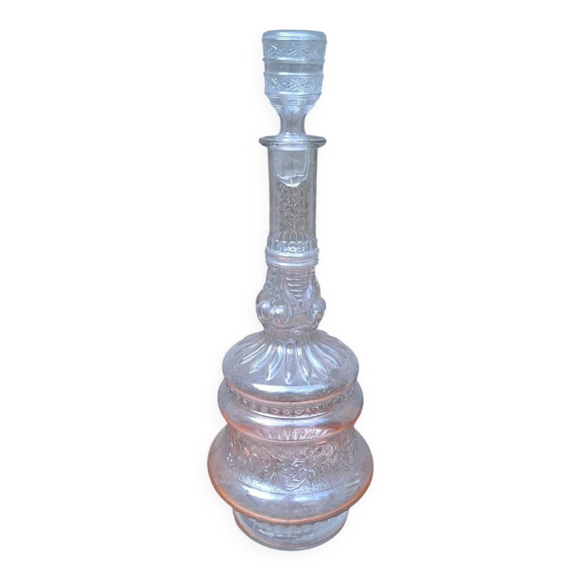 Large moulded glass carafe