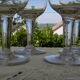 Set of 4 old balloon glasses in blown glass, engraved frieze