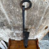 Ancienne crémaillère cuisson cheminée fer forge noir xixe vintage
