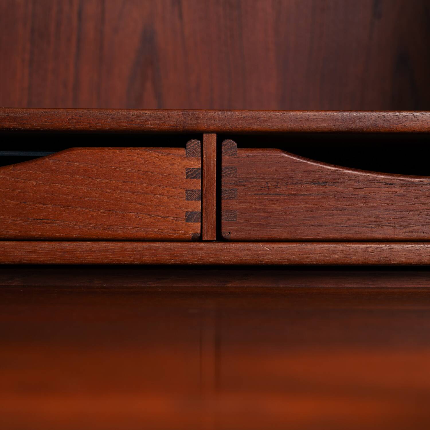 Kai Kristiansen model 63 desk teak secretaire with vanity mirror, 1960s