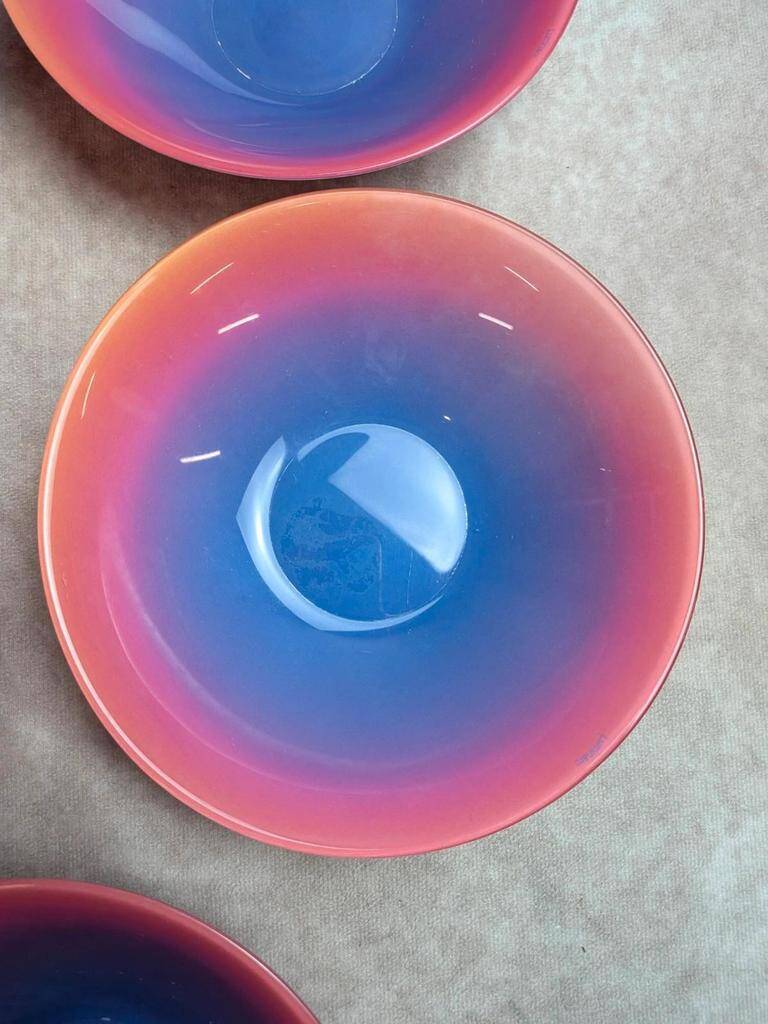 Set of 7 vintage coloured Luminarc bowls