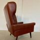 Vintage Danish retro mid-century Svend Skipper caramel brown leather chair