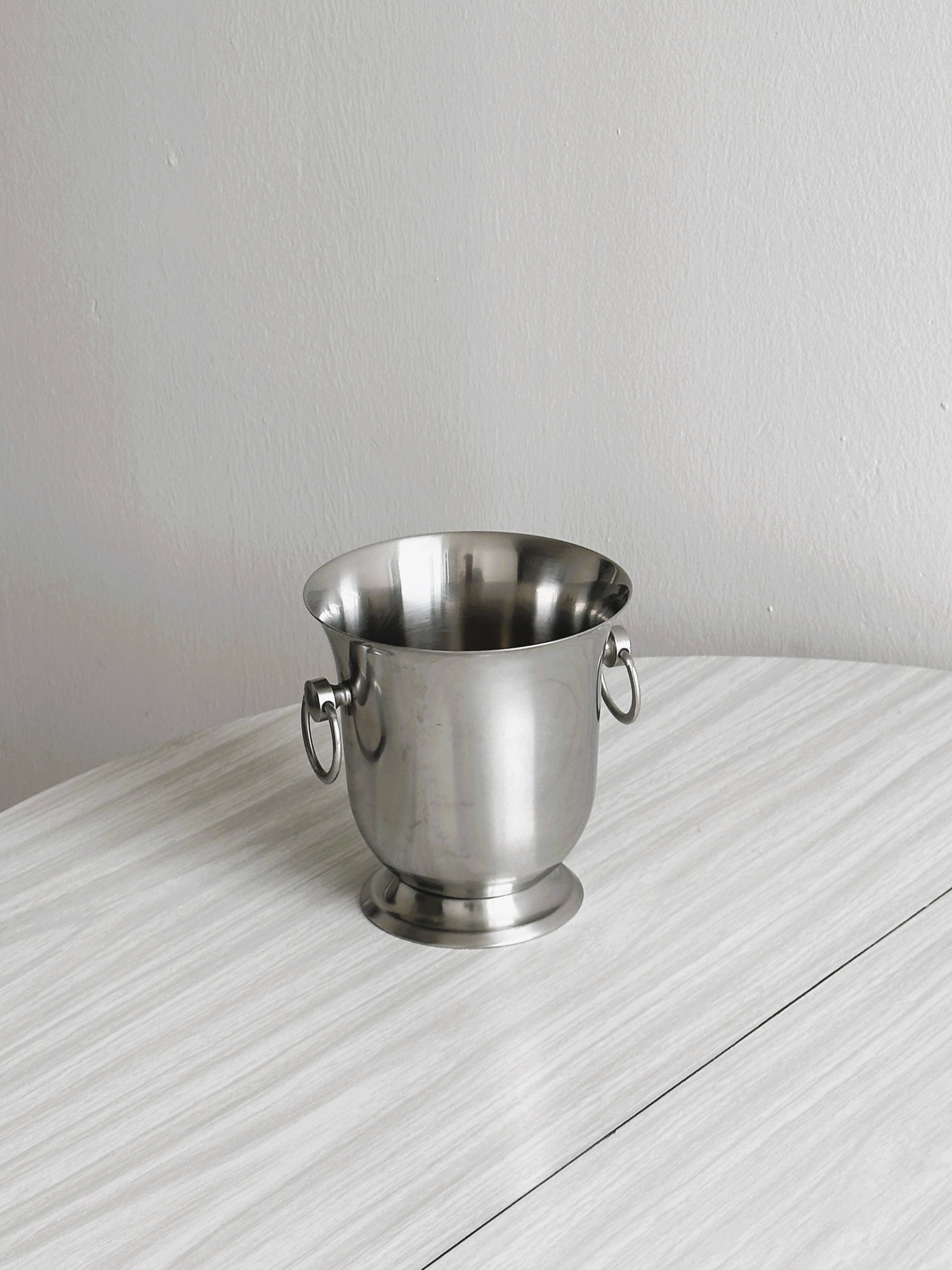 Matte silver metal ice bucket