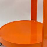 Vintage / designer / orange plastic rolling trolley,