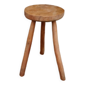 Tabouret brutaliste tripode en frêne
