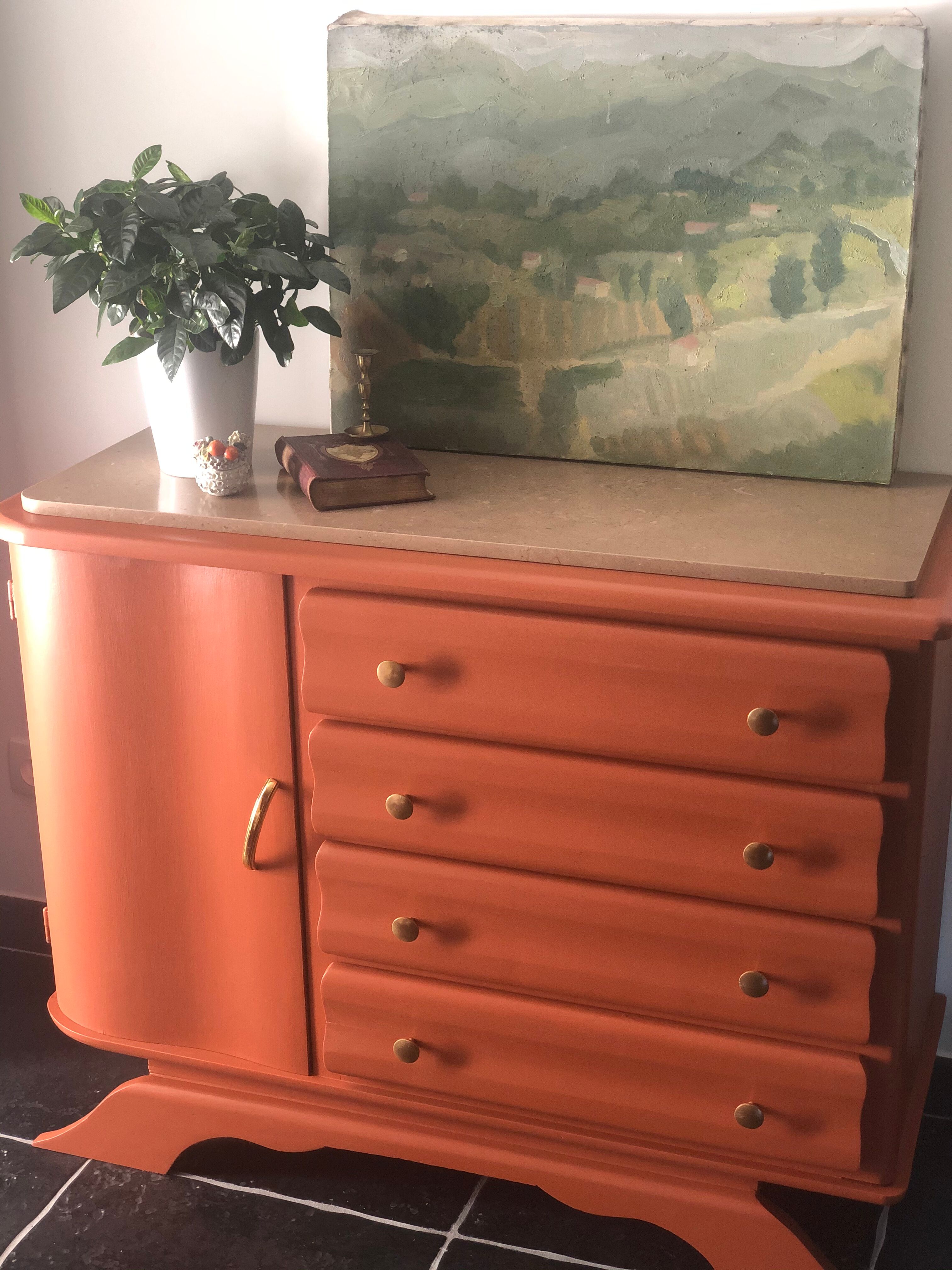 Terracotta vintage chest of drawers