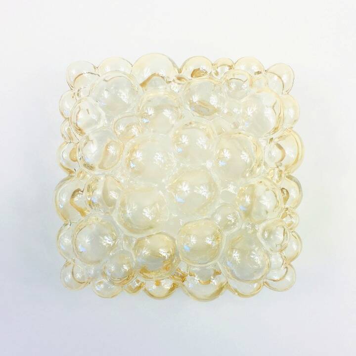 Applique ou plafonnier en verre à bulles ambré du milieu du siècle par Helena Tynell pour Limburg, années 1970