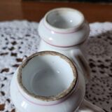 Antique French 2 Heavy Barware Brulot Coffee Cups Demi-Tasse Size From Late 1800s. Espresso Whiteware Kitchenalia. Rustic French Bistroware