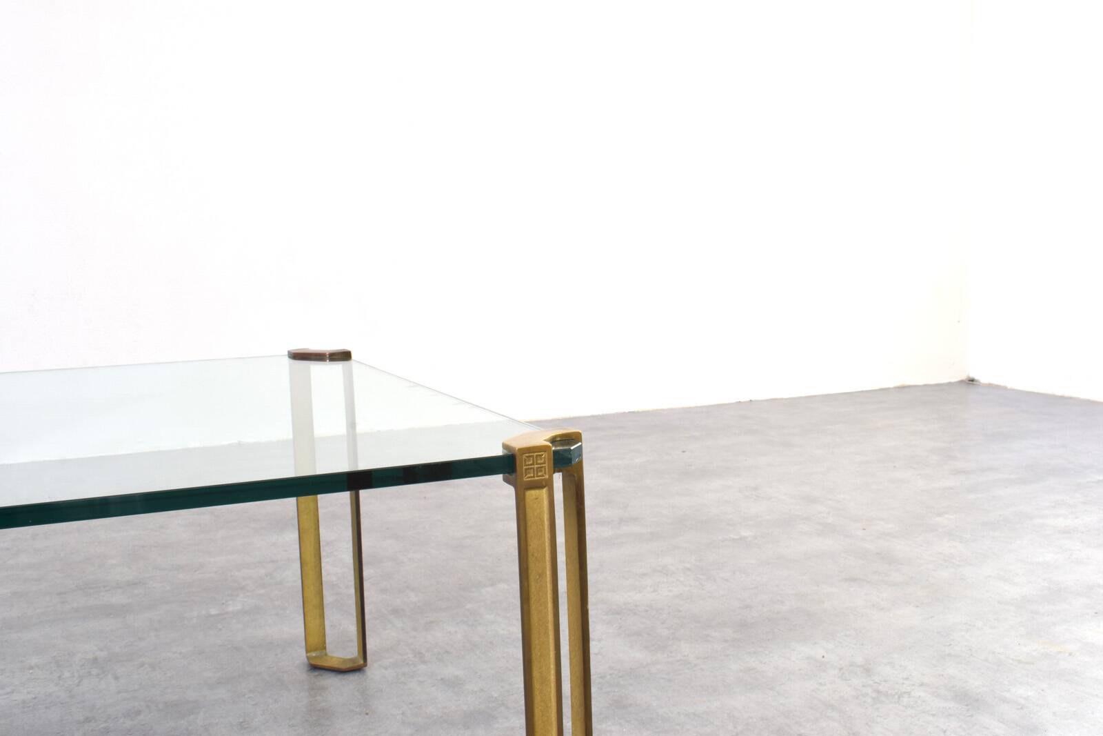 Hollywood Regency Brass and Glass Coffee Table by Peter Ghyczy, 1970s.