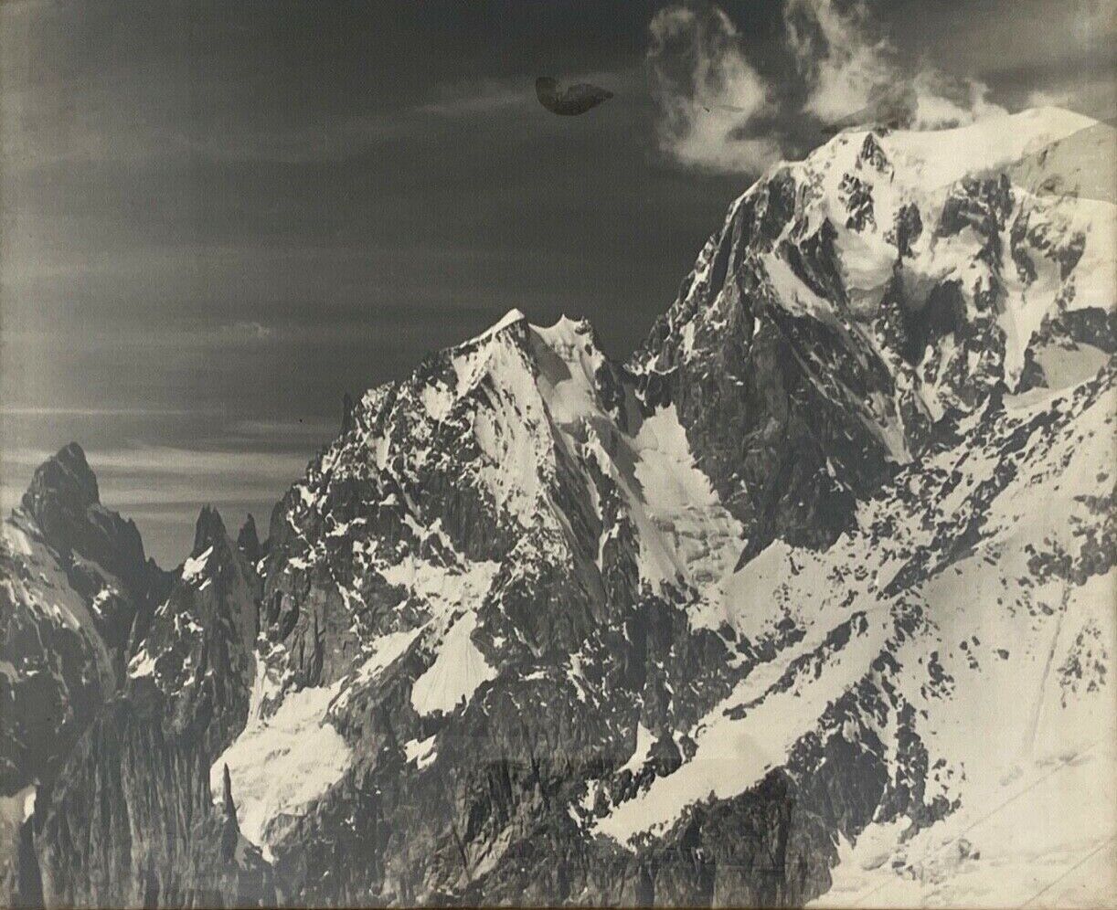 Old artistic photo in black and white Mountain Golden frame