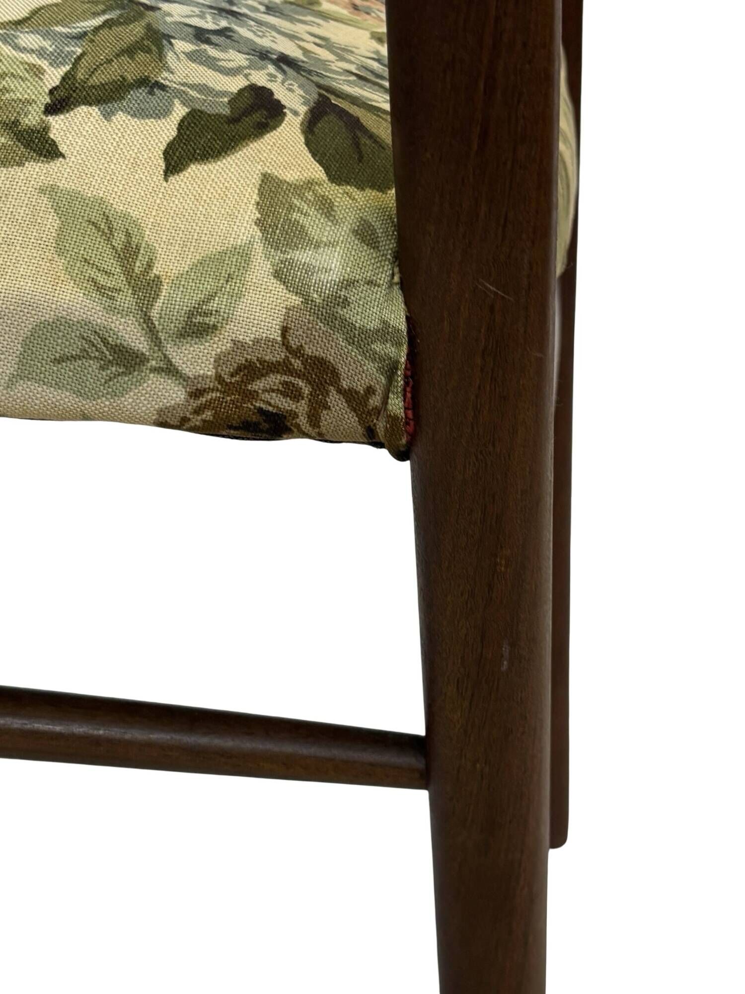 Vintage Dining Chair Flower Upholstery 1960s Teak